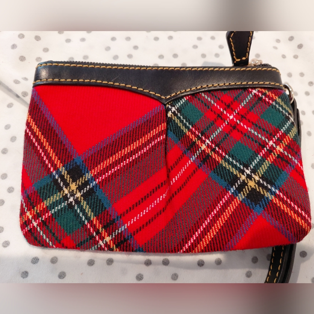 Dooney & Bourke Red Tartan Wool Wristlet - Picture 2 of 4